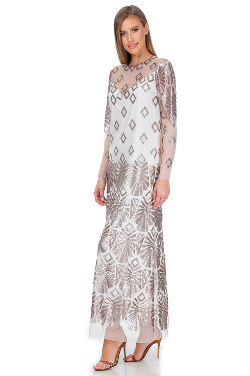 Rochie tull bej cu paiete  Liza Panait Liza Panait Online Boutique